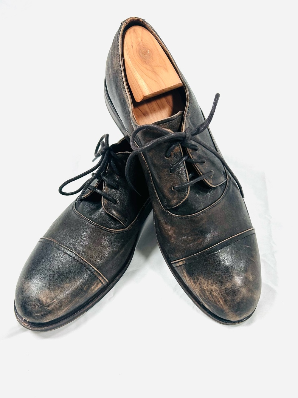 Frye Dark Brown Leather Cap Toe Oxford Dress Shoes